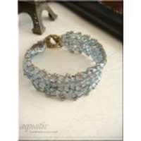 チェコキューブのステッチブレスレット(ブルーグリーン)