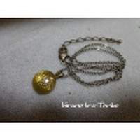 ネックレスTOP蜻蛉玉ガラス金と抹茶色