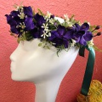 ハワイアン フラワー ダークパープルオーキッド ハク ハンドメイドヘッドバンド フラ用品 リリコイオリジナル