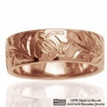 ハワイアンジュエリー オーダーメイド 1.25mm厚 幅6mm 14金 ピンクゴールド フラットリング