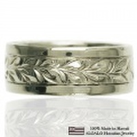 ハワイアンジュエリー オーダーメイド 1.25mm厚 幅8mm 14金ホワイトゴールド スペシャルプレーンフラットリング