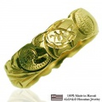 ハワイアンジュエリー オーダーメイド 1.5mm厚 幅6mm 14金グリーンゴールド バレルリング