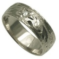 ハワイアンジュエリー オーダーメイド 1.75mm厚 幅6mm スターリングシルバー925 ダイヤモンドフラットリング