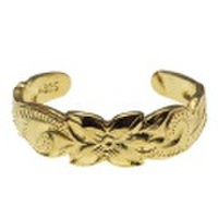 ハワイアンジュエリー カットアウト イエローゴールドコーティング スクロールプルメリア ピンキー＆トゥーリング