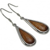 ハワイアンジュエリー コアウッドティアドロップピアス ロジウムコーティング