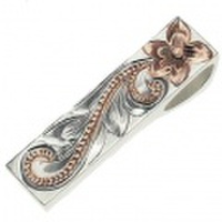 ハワイアンジュエリー ピンクゴールドコーティング ヘヴィーフラットハワイアンスクロール プレート型 ペンダントトップ