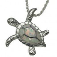 ハワイアンジュエリー ホワイトオパールミニリアルホヌトップ ロジウムコーティング