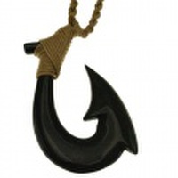 ボーンカーヴィング 本格ポリネシアン 手彫りのボーンアクセサリー フィッシュフック ブラックボーン