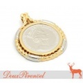 マン島コイン 1/4ozコイン ペンダントトップ K18YG Pt900