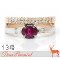 ルビー ダイヤ デザインリング 13号 K18WGPG R:0..46 D:0.20 指輪【18金ホワイトゴールド】【18金ピンクゴールド】【ダイヤモンド】【Diaomnd】【レディース】【女性】