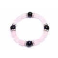 ローズクオーツ＆オニキス　ポイントデザインブレスレット
