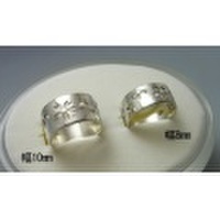 霞桜　透かし彫り　平打シルバーリング　幅10mm
