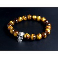守護梵字髑髏数珠ブレス・タイガーアイ