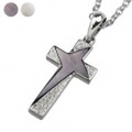 槌目 クロス ＆ シェル ペンダント ≪2mmアズキチェーン割引セット≫ メンズ ネックレス シルバー アクセサリー [シルバーペンダント] 送料無料