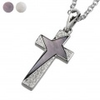 槌目 クロス ＆ シェル ペンダント ≪2mmアズキチェーン割引セット≫ メンズ ネックレス シルバー アクセサリー [シルバーペンダント] 送料無料