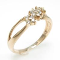 K18PG フラワー ダイヤモンドリング