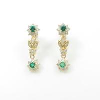 K18YG フラワー エメラルドイヤリング