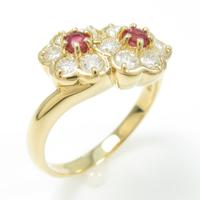 K18YG フラワー ルビーリング30％引き