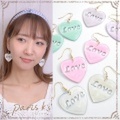 ピアス ハート LOVE パステル ラメ マーブル ポリッシュ キラキラ 可愛い ymgir