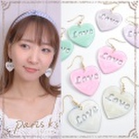 ピアス ハート LOVE パステル ラメ マーブル ポリッシュ キラキラ 可愛い ymgir