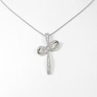 K18WG リボン ダイヤモンドネックレス