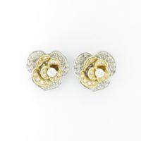 K18YG／K18WG フラワー ダイヤモンドピアス10％引き