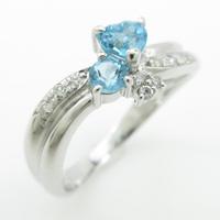 K14WG ハート ブルートパーズリング