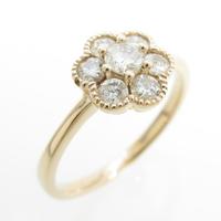 K18PG フラワー ダイヤモンドリング