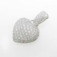 K18WG ハート ダイヤモンドペンダント