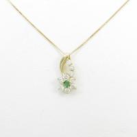 K18YG フラワー エメラルドネックレス