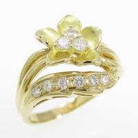 K18YG フラワー ダイヤモンドリング