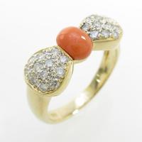 K18YG／K18WG リボン サンゴリング