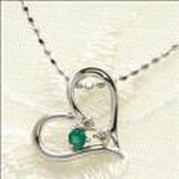 【送料無料】【恋運暦掲載商品】K10ホワイトゴールドエメラルドネックレス