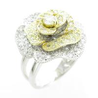 K18WG／K18YG フラワー ダイヤモンドリング