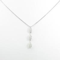 K18WG スリーストーン ダイヤモンドネックレス