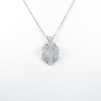 K18WG フラワー ダイヤモンドネックレス