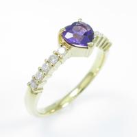 K18YG ハート アメジストリング