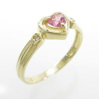 K18YG ハート トルマリンリング