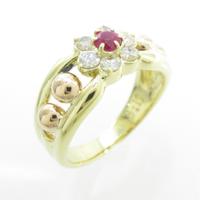 K18YG／K18PG フラワー ルビーリング5％引き