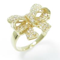 K18YG リボン ダイヤモンドリング