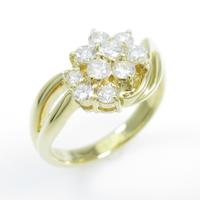 K18YG フラワー ダイヤモンドリング