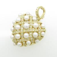 K18YG ハート アコヤパールペンダント