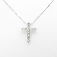 K18WG クロス ダイヤモンドネックレス