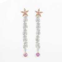 750WG／750PG／K18WG フラワー ピンクサファイヤピアス