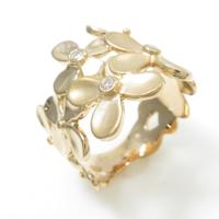 K18PG フラワー ダイヤモンドリング