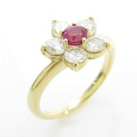 K18YG フラワー ルビーリング