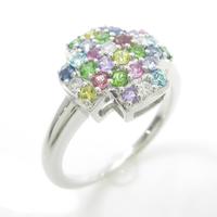 K18WG クロス カラーストーンリング20％引き