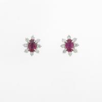 PT／K18WG フラワー ルビーピアス