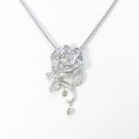 K18WG ローズ ダイヤモンドネックレス