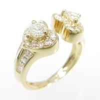 K18YG ハート ダイヤモンドリング